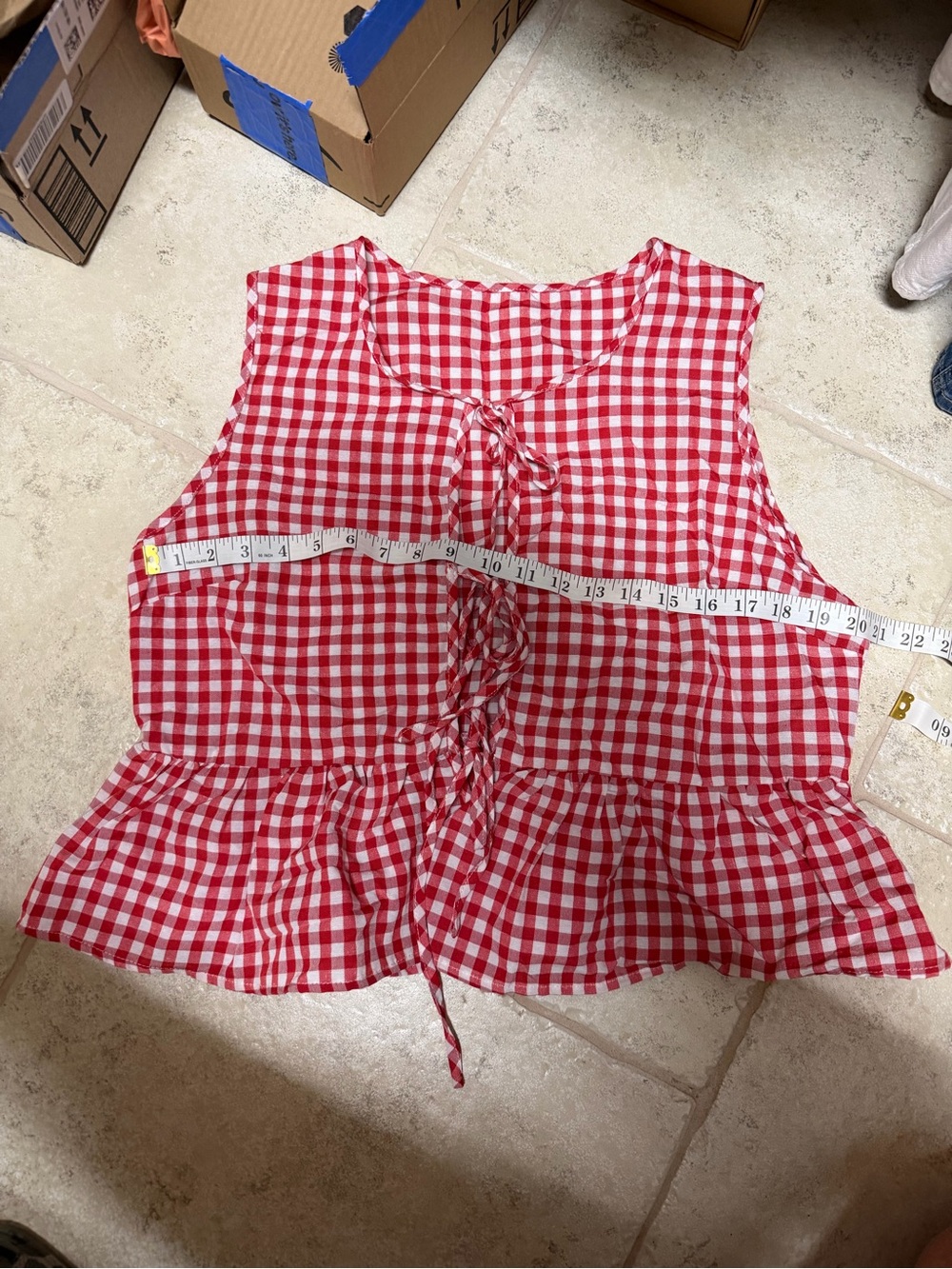 Red Gingham Tie-Back Women’s Bermuda Shorts Set - Unbranded - Picture 5 of 8